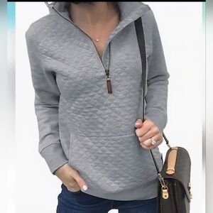 Womens Xl Comfy Gray Quilted Womens Pullover Sweater Textured Design Jeans Fall